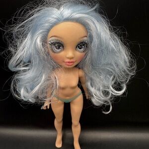 Rainbow High Gabriella Icely Nude Doll Long Curly Blue Hair With Blue Shorts